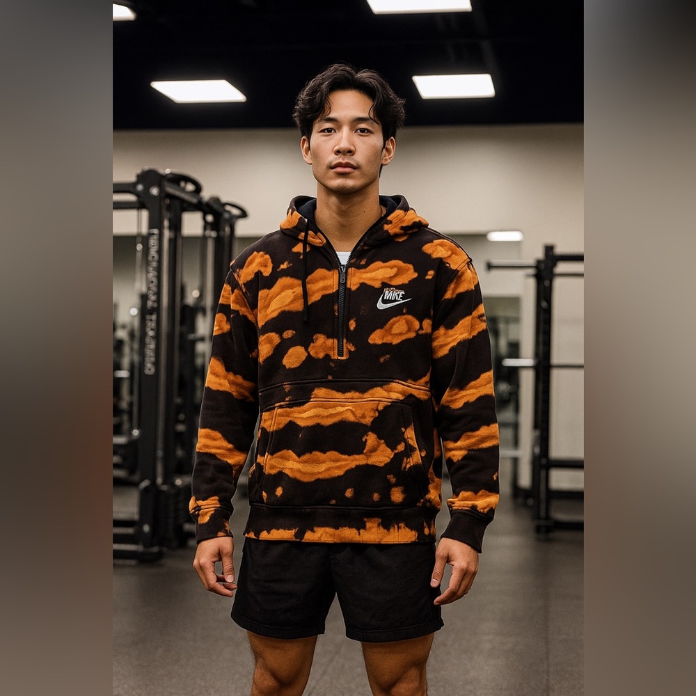 Nike Black and Orange Zip Up Sweater